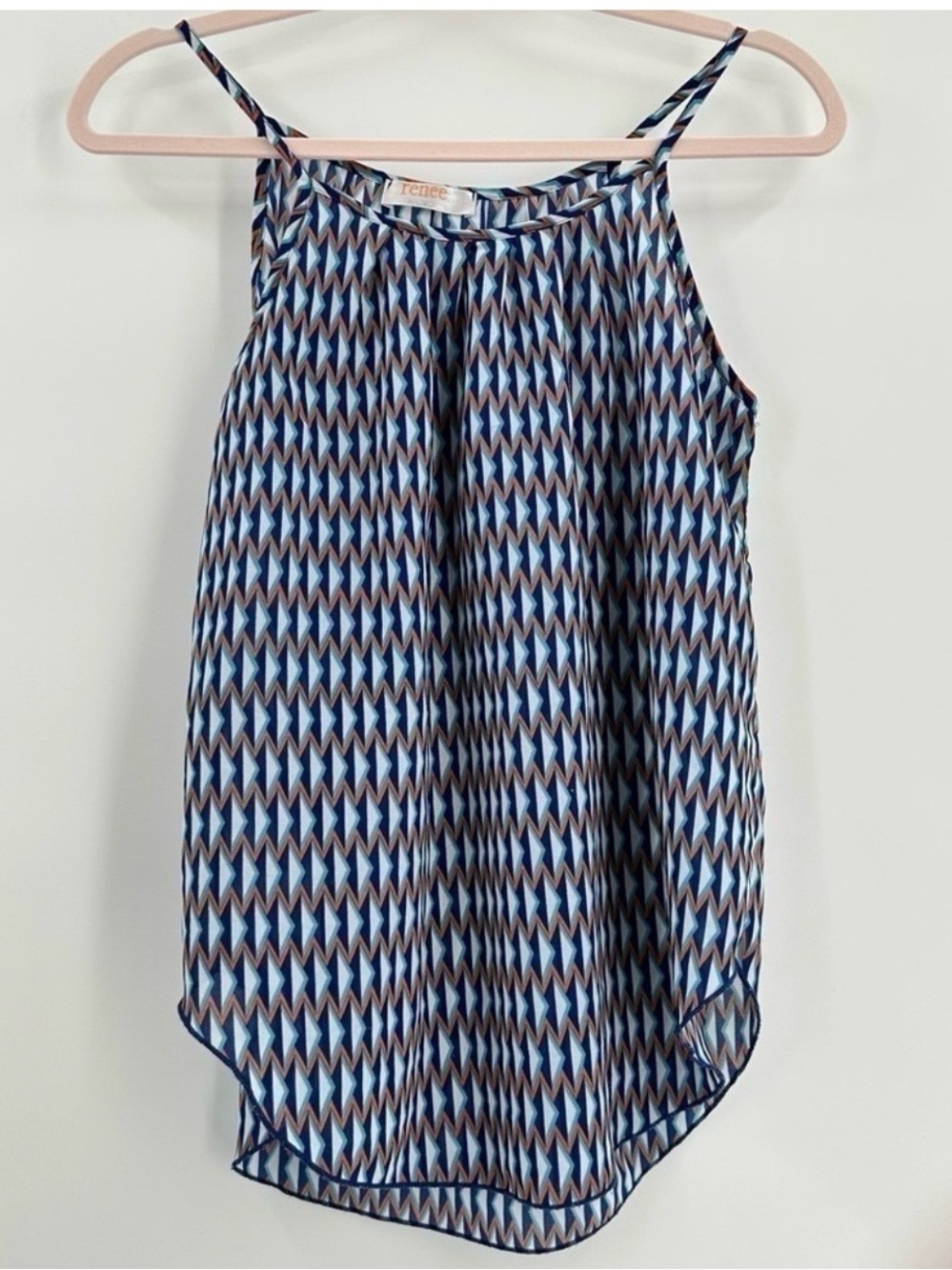J.Renee Blue Geometric Print Spaghetti Strap Tank